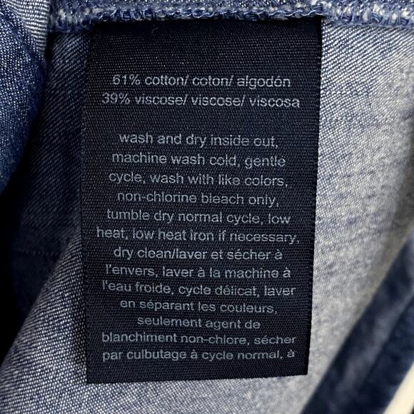 Tommy Hilfiger Denim Top Womens Medium Blue Button Up V-Neck Pin Tuck Sleeveless - Picture 6 of 9